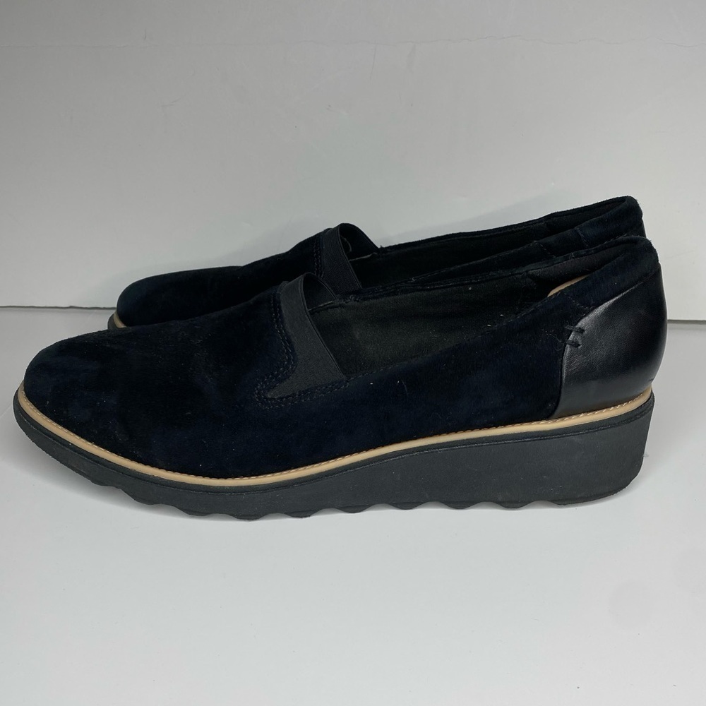 Clarks Sharron Dolly Black Slip On Comfort Loafer Women’s Sz 12 - Picture 2 of 9
